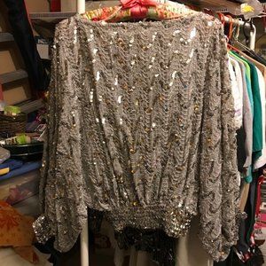 Pre-owned Silver Sequined blouse Ladies size small